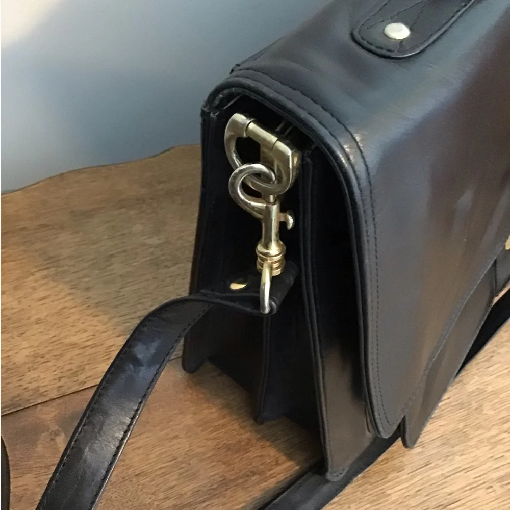 Large Black Leather Unisex Briefcase